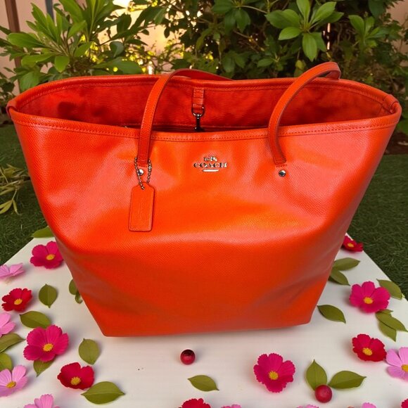 Coach City Tote Oragne Leather Double Handle Large Tote Bag (NWOT) - Picture 1 of 7